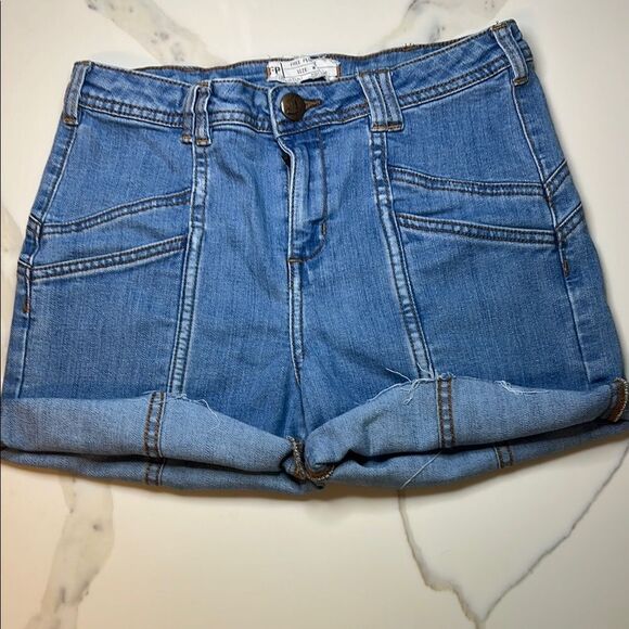 Free People Blue Denim Short Cutoffs - Picture 1 of 13